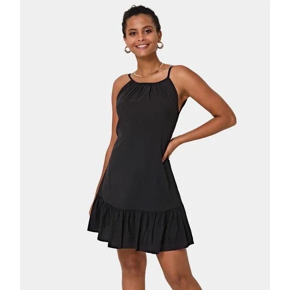 blue dress for baby girl Calantha Ruffle Mesh Mini Dress / Black | Meshki